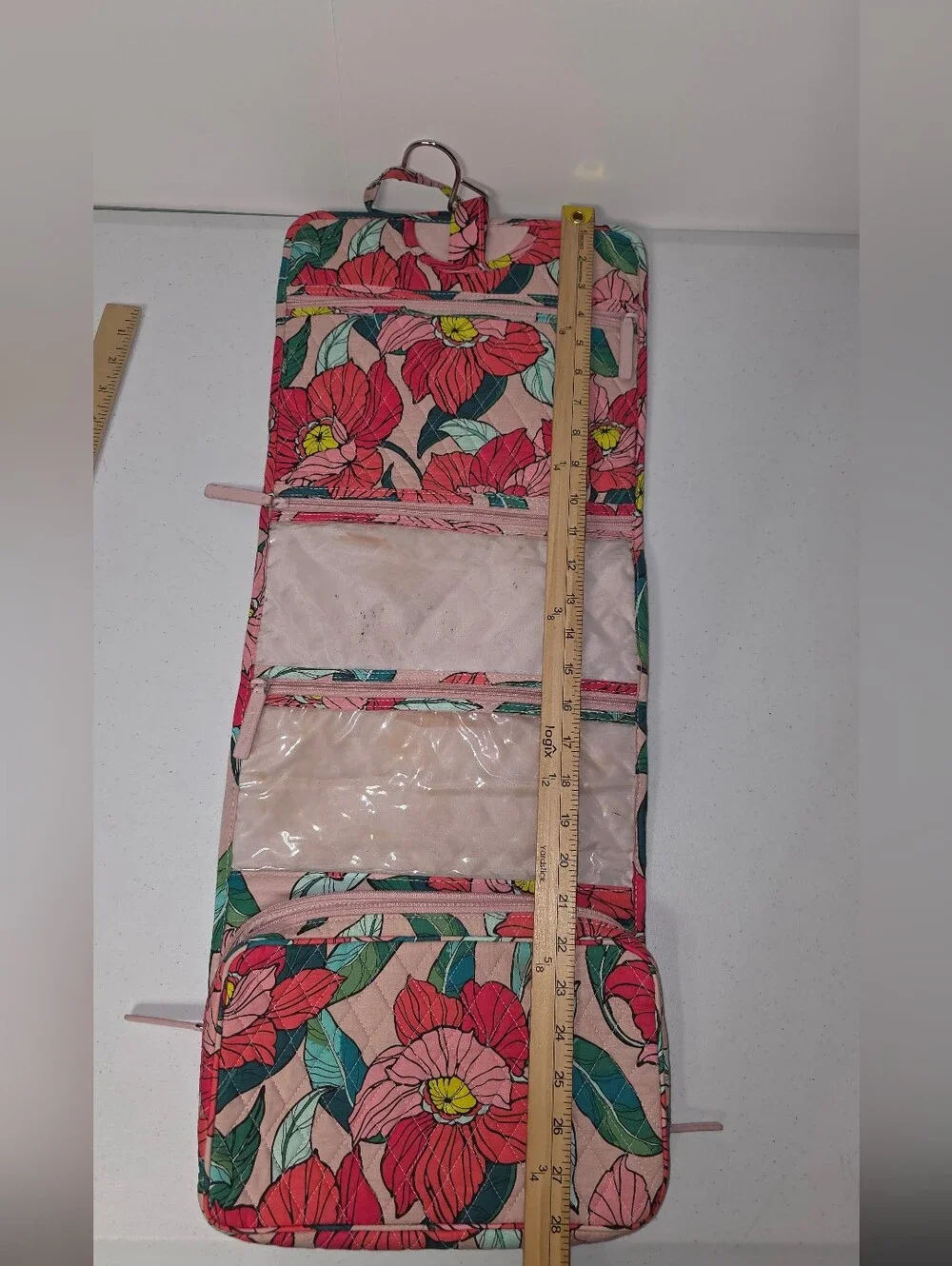 Vera Bradley Hanging Travel Organizer Vintage Floral Quilted Cotton Makeup Bag
